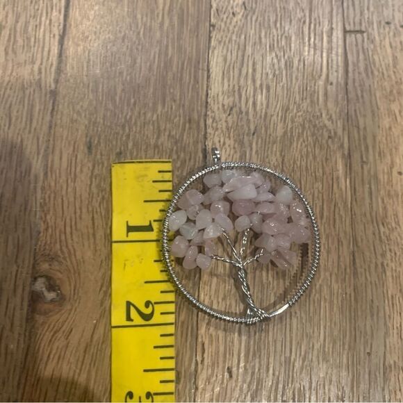New Tree of life pendant light pink rose quartz silver tree - Picture 5 of 6